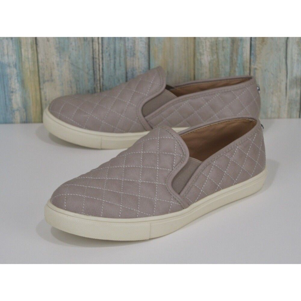 Steve Madden Women’s Quilted Slip-On Sneakers Taupe Beige Comfort Shoes Size 8.5